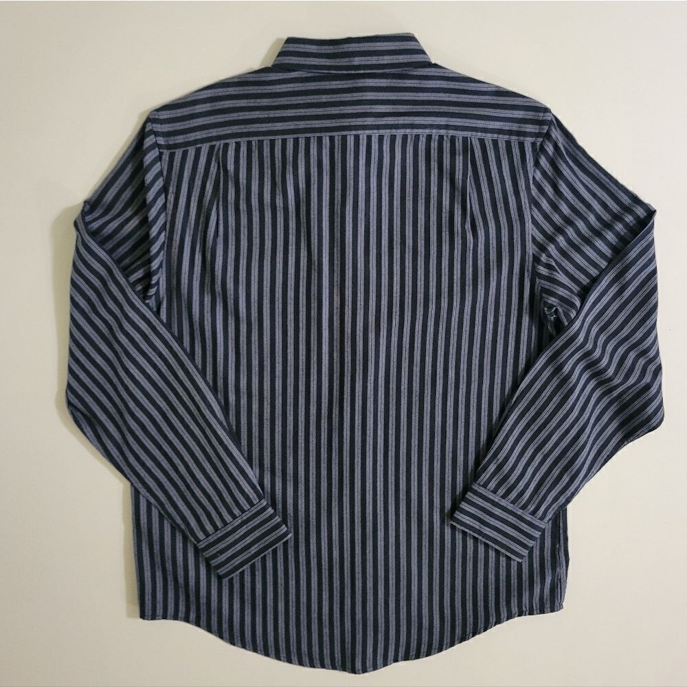 George Men's Black Stripe Long Sleeve Button-Down Dress Shirt - Picture 10 of 11